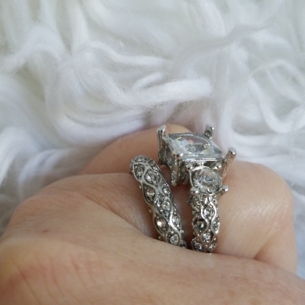 .925 Sterling Silver Wedding Ring Set 6 - Picture 2 of 7